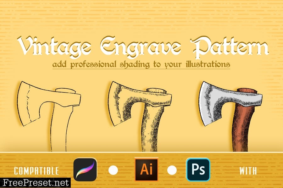 Vintage Engrave Pattern for Ps, Ai and Procreate