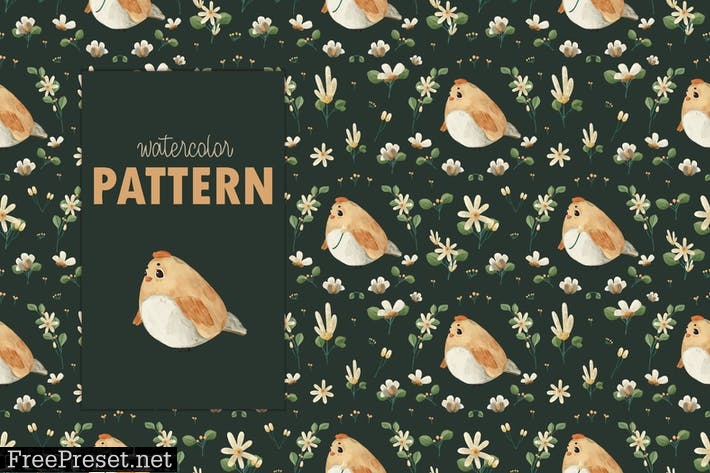 Watercolor Animal and flower seamless pattern. CE4GKM5