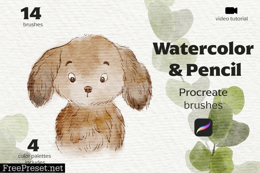 Watercolor&Pencil Procreate brushes  SJS4PFW