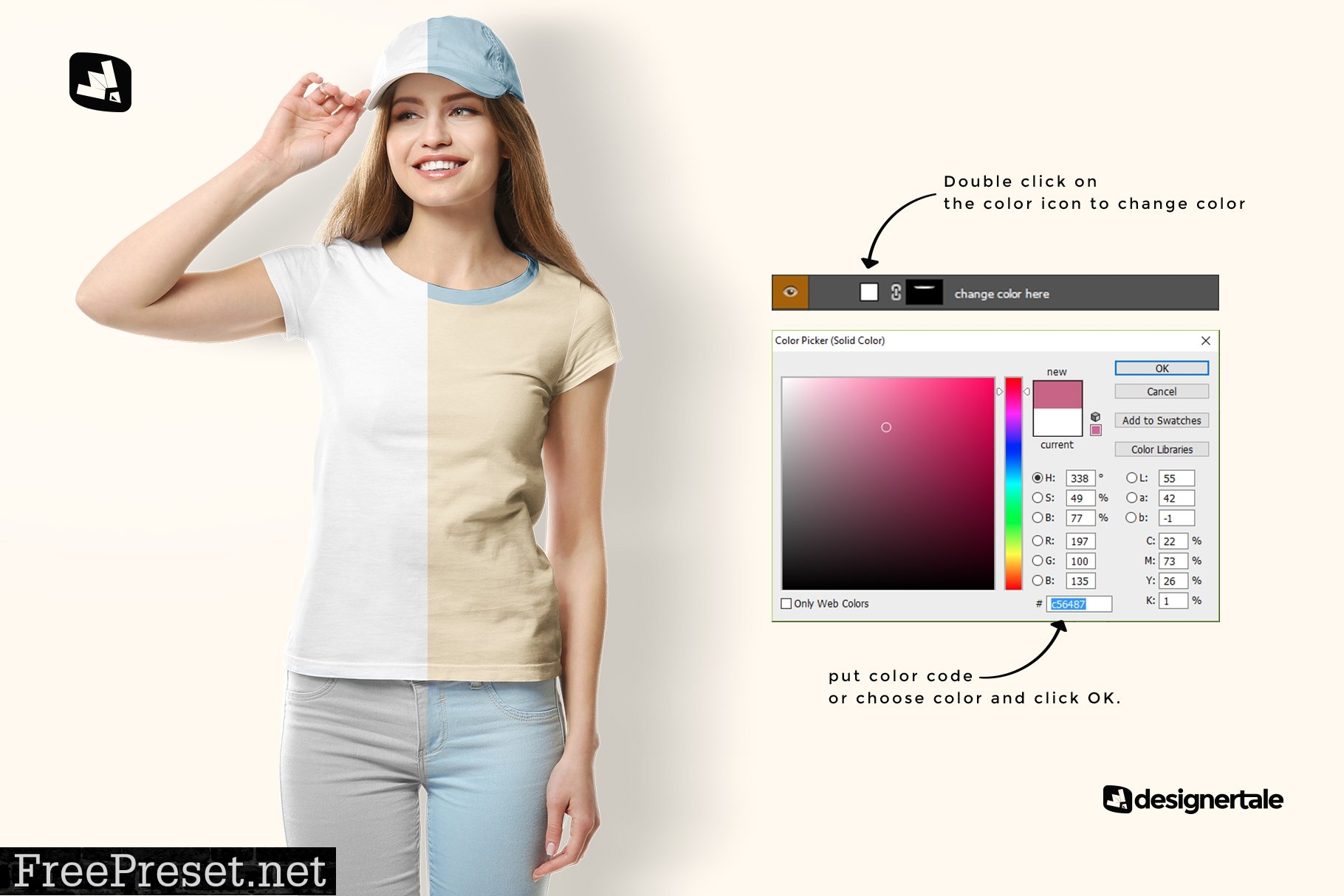 Women's Tshirt With Cap Mockup 5302964