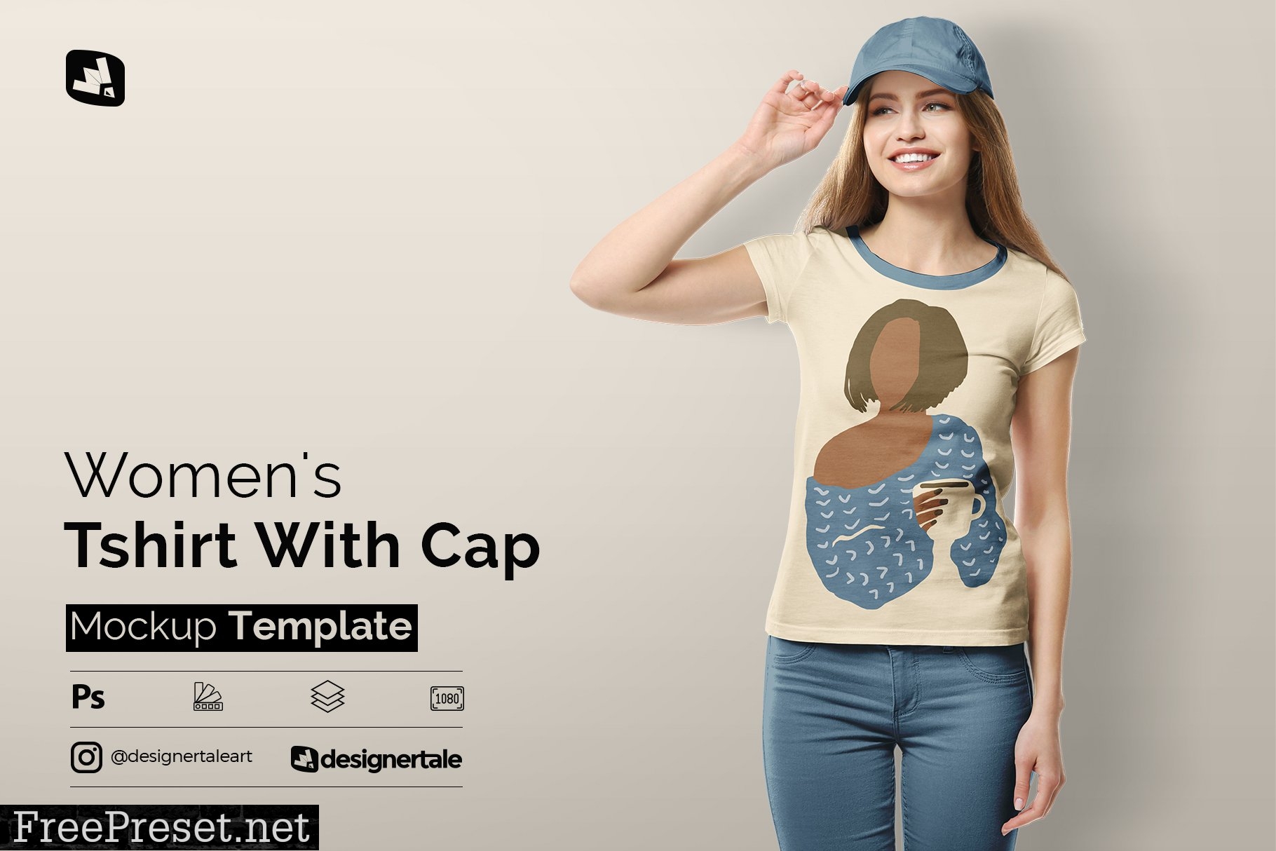 Women's Tshirt With Cap Mockup 5302964