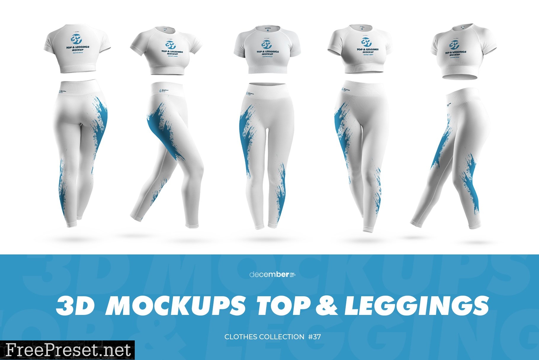 5 3D Sports Leggings and Top Mockups 6367819