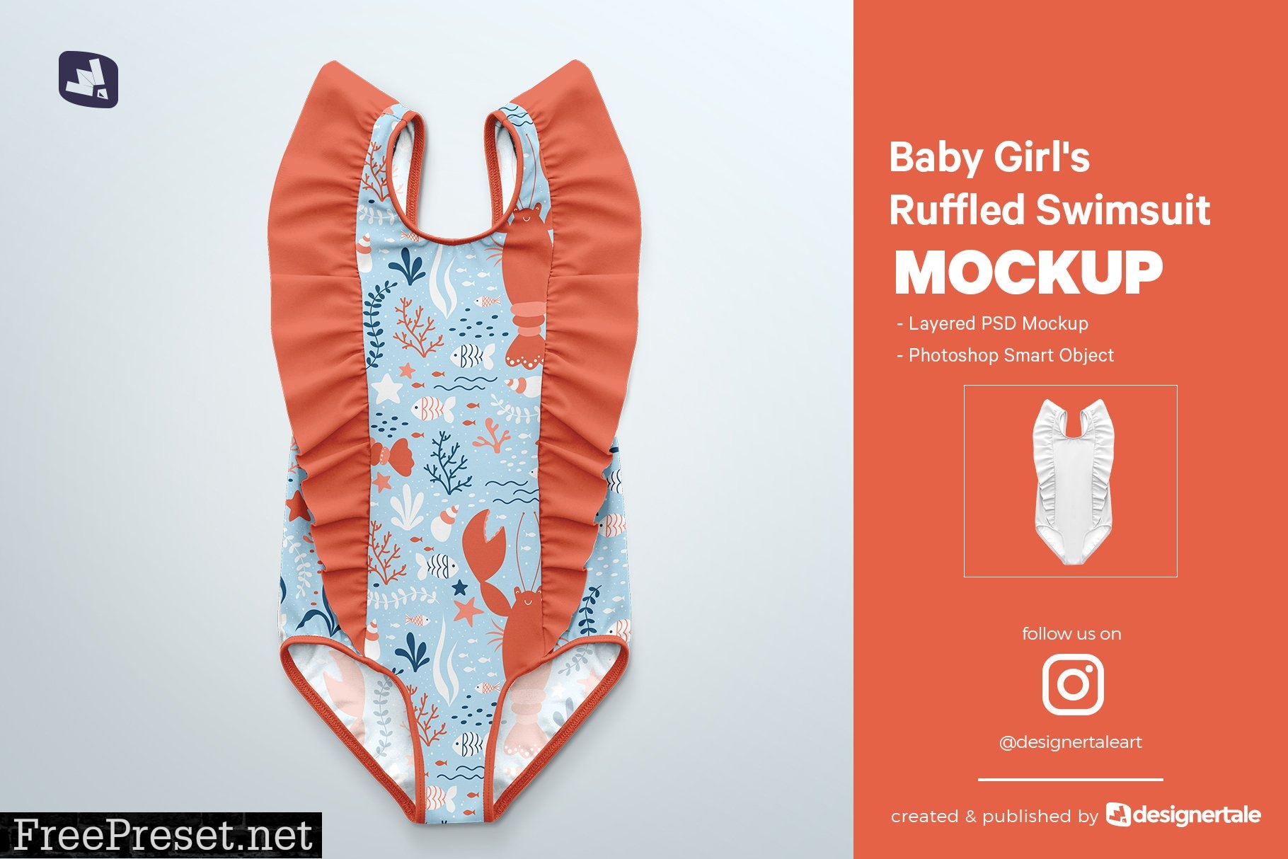 Baby Girl's Ruffled Swimsuit Mockup 4865131