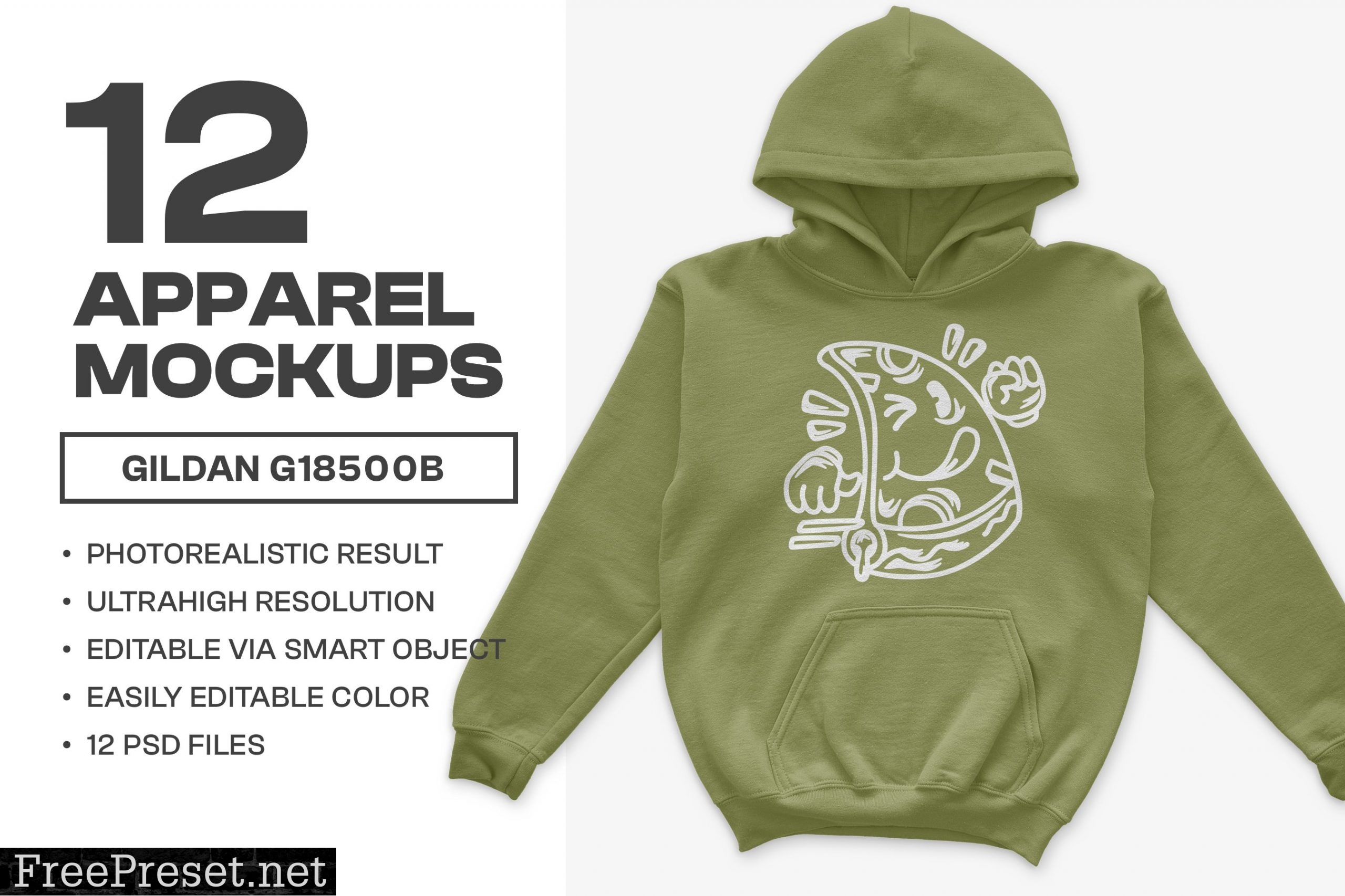 Gildan G18500B Youth Hooded Mockups 6459884