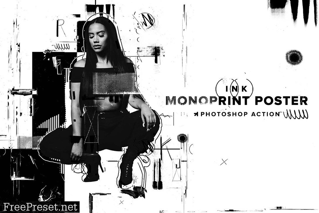 Ink Monoprint Poster PS Action 6357795