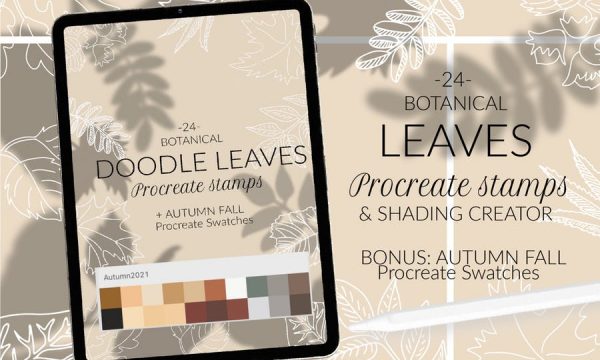 Leaves stamps for Procreate. Foliage