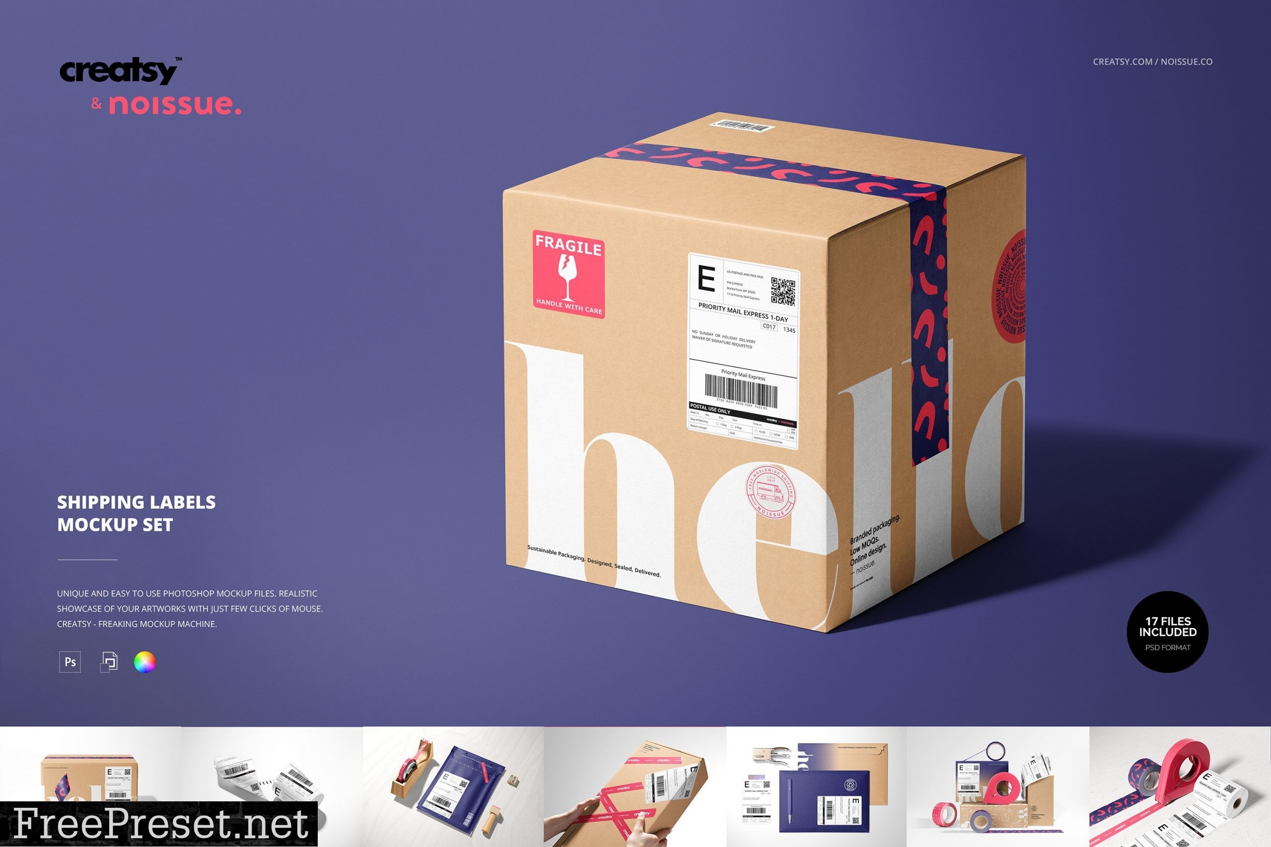 Noissue Shipping Labels Mockup Set 6451656