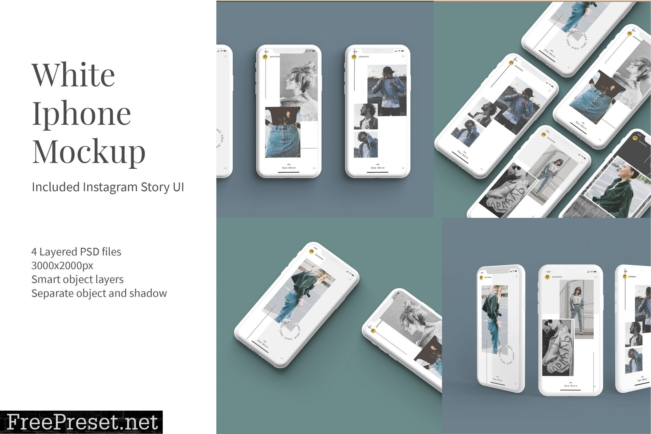 White Iphone Mockup + InstaStory UI 5825026