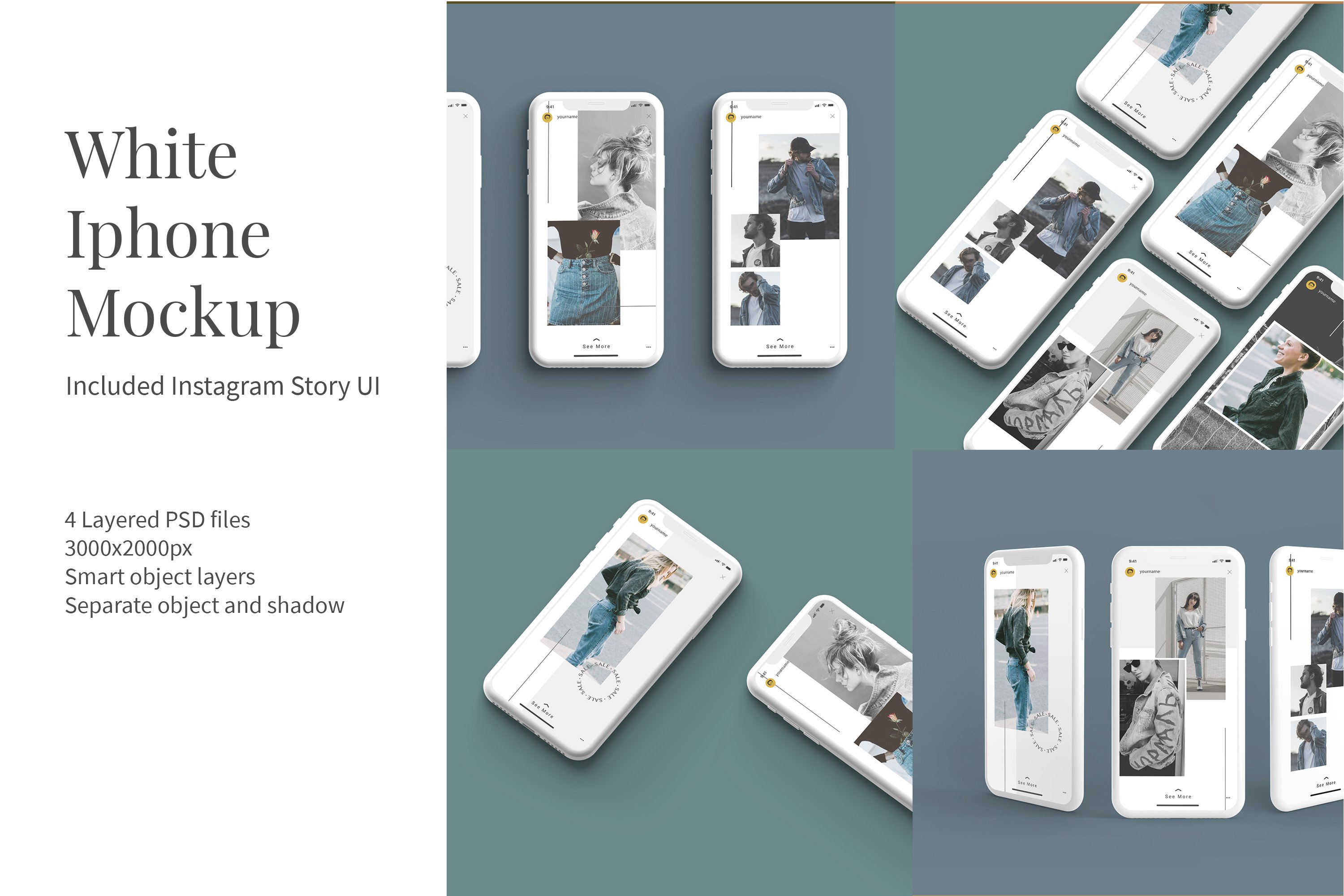 White Iphone Mockup + InstaStory UI 5825026