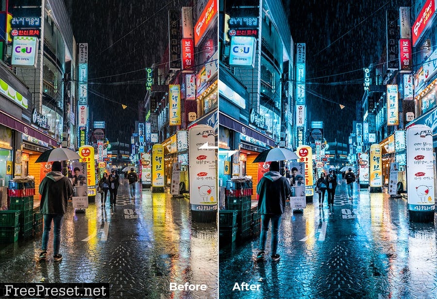 City Rain Lightroom & Photoshop (Preset & Action)