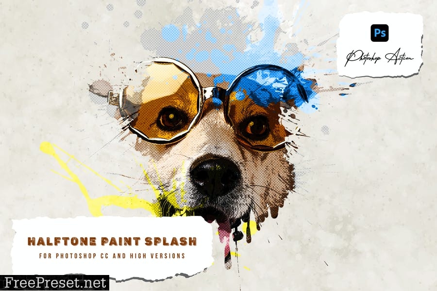 Halftone Paint Splash Photoshop Action