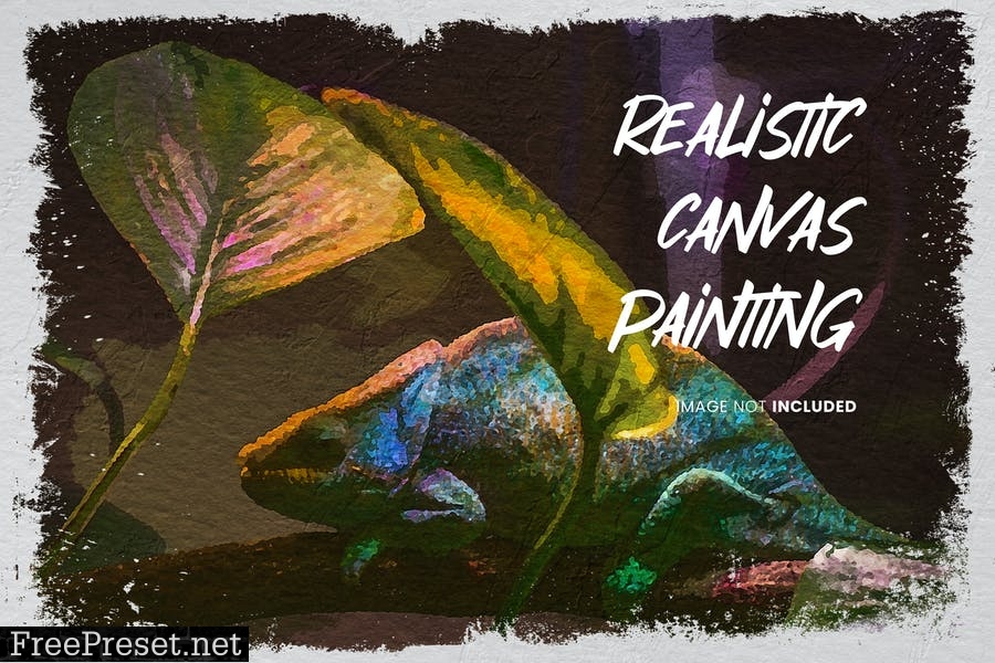 Realistic canvas painting photo effect