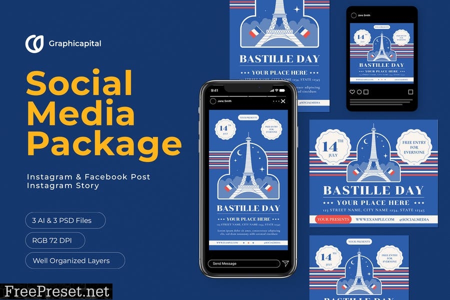 Bastille Day Social Media Package FS6PM6N
