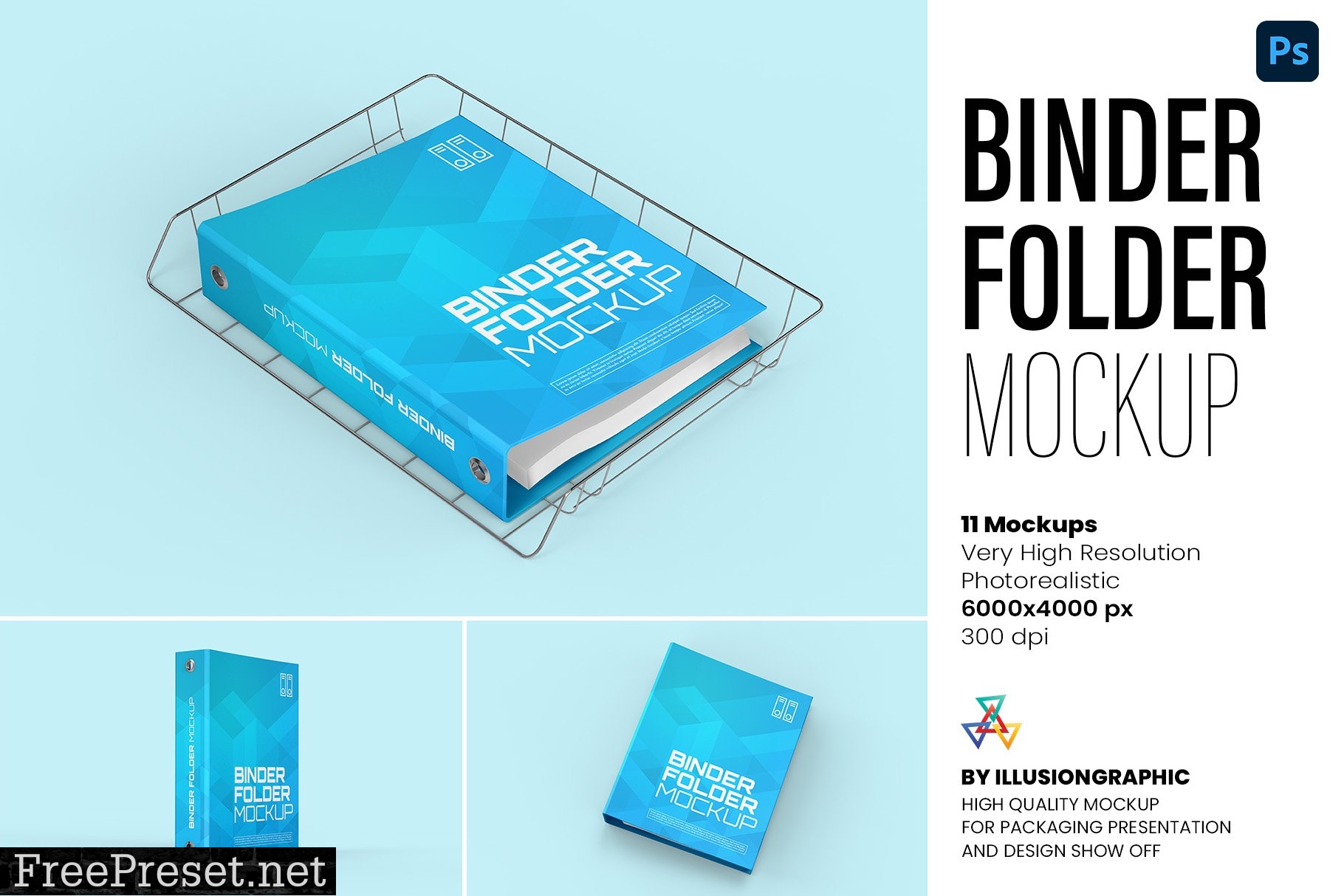 Binder Folder Mockups - 11 views 7299646