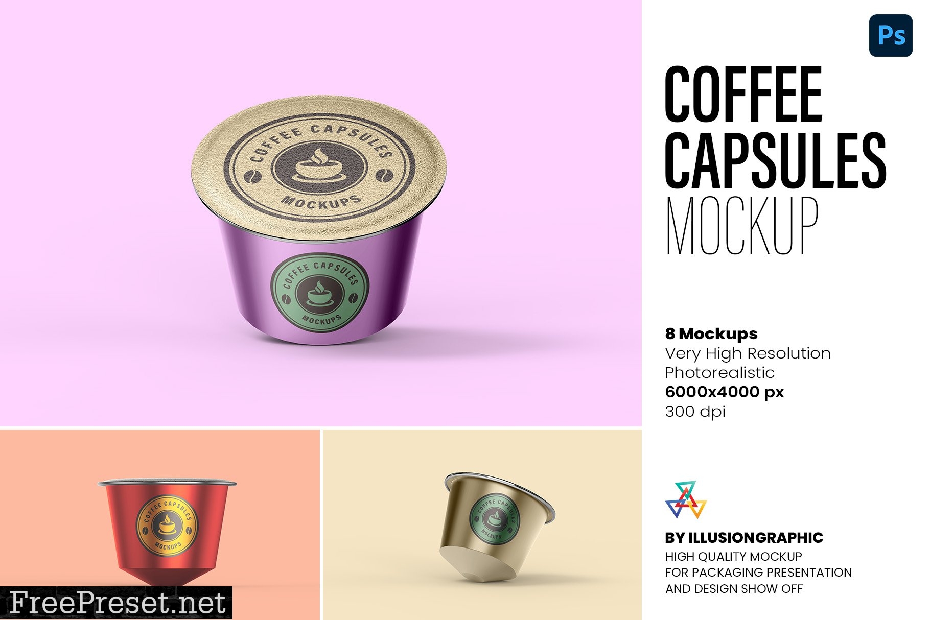 Coffee Capsules Mockups - 8 views 7317631