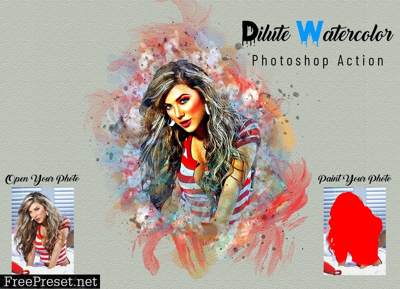 Dilute Watercolor Photoshop Action 7012878