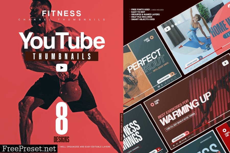 Fitness Youtube Thumbnail Templates 8A84GKE