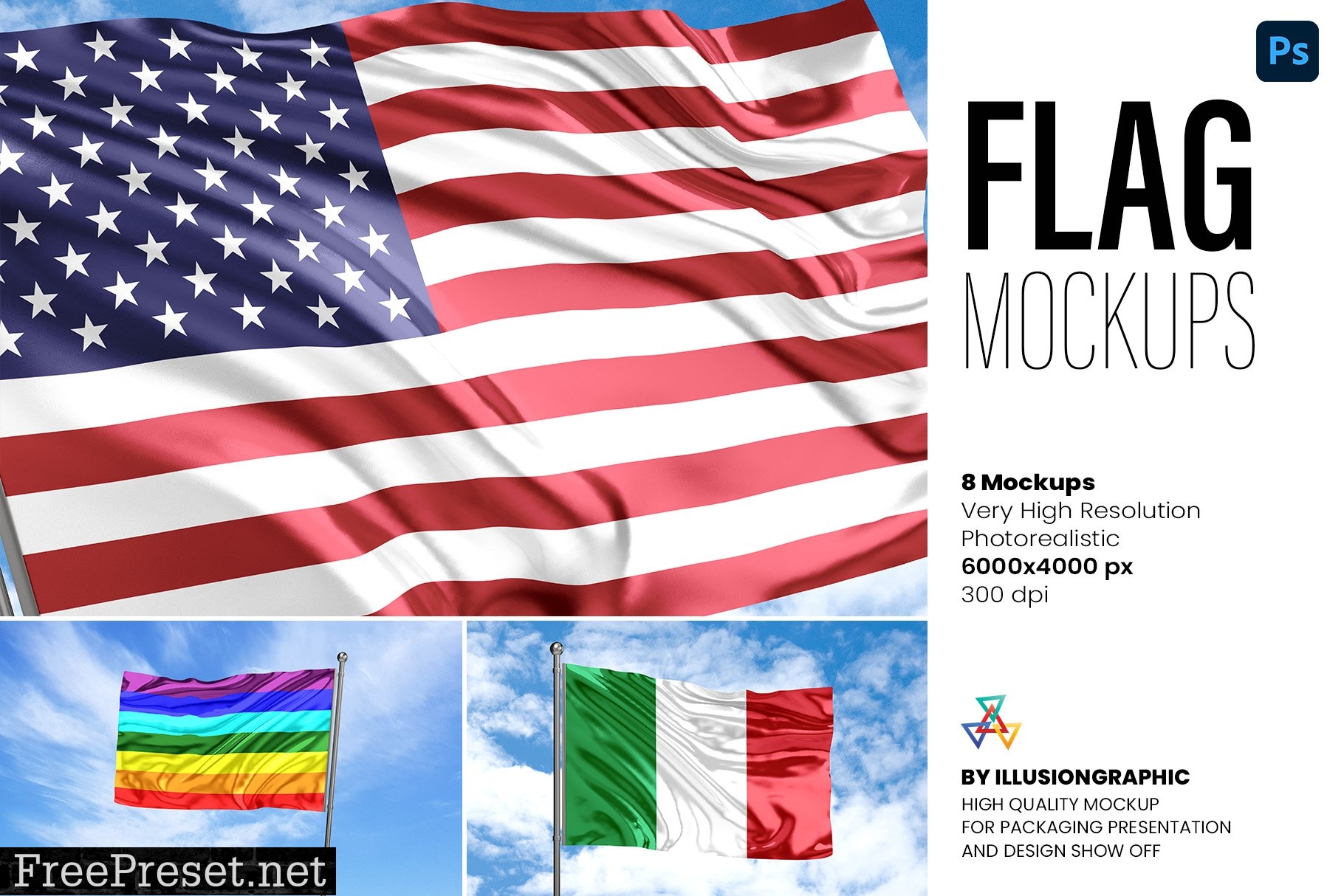 Flag Mockups - 8 views 7338266