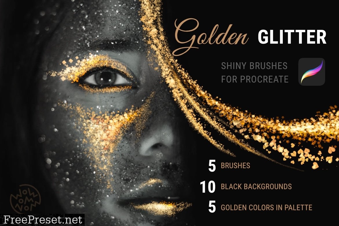 Golden Glitter | Procreate Brushes 6508870