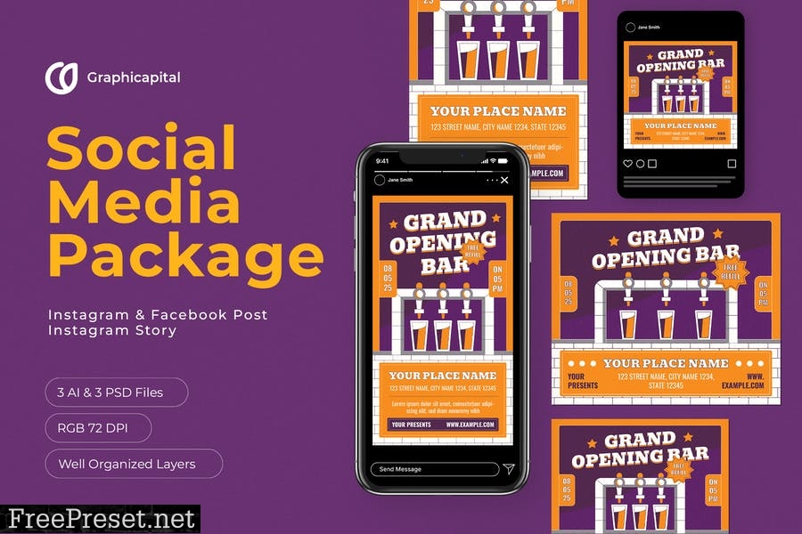 Grand Opening Bar Social Media Package EANYURY