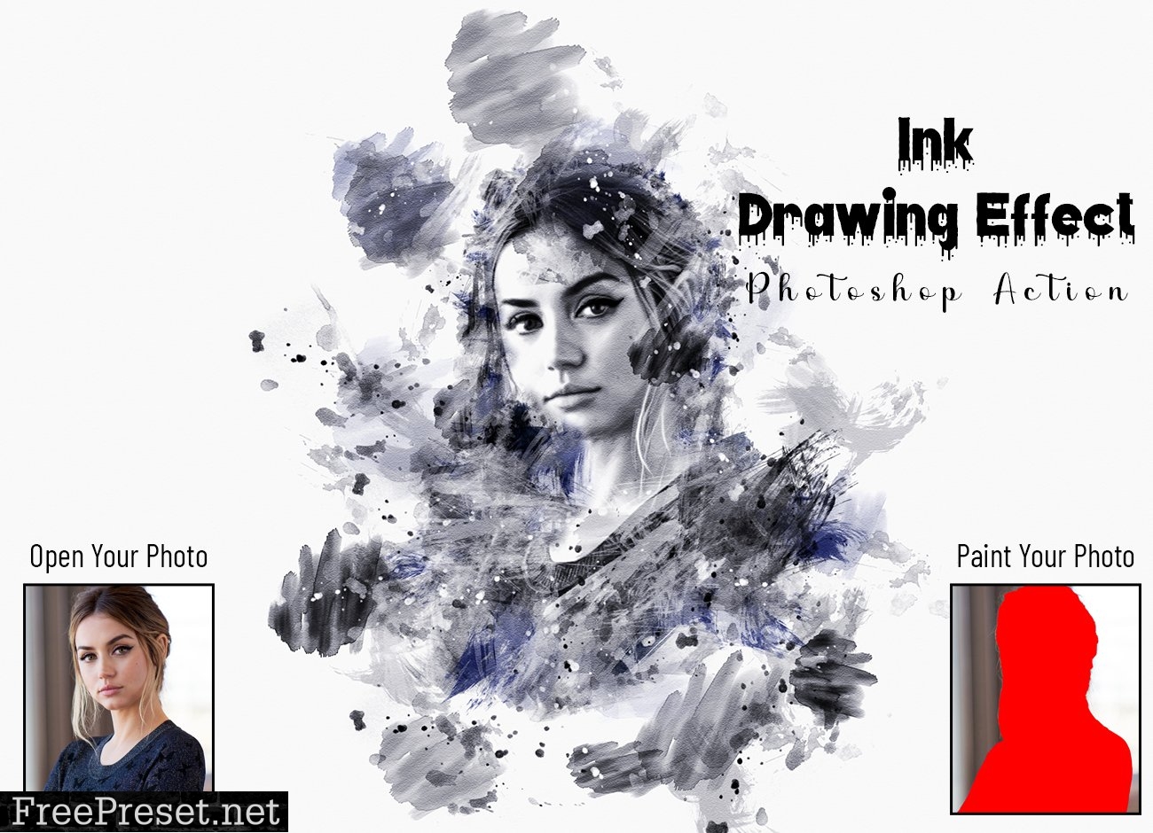 Ink Drawing Effect Photoshop Action 7048499