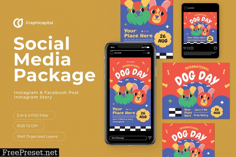 International Dog Day Social Media Package  PME9QJA