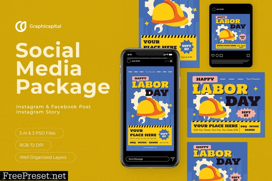 Labor Day Social Media Package 9P3P23G