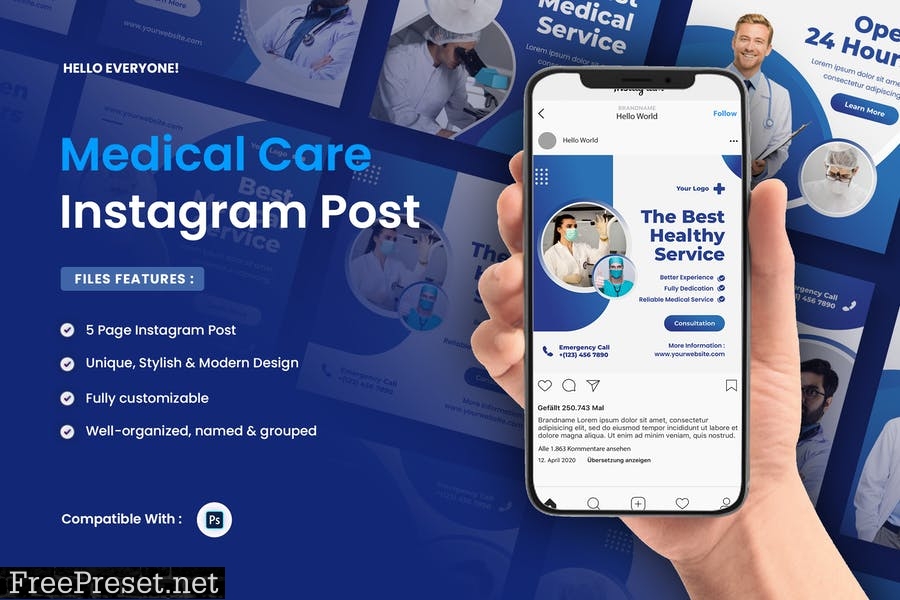 Medical Care - Instagram Post Template FYEEWM5