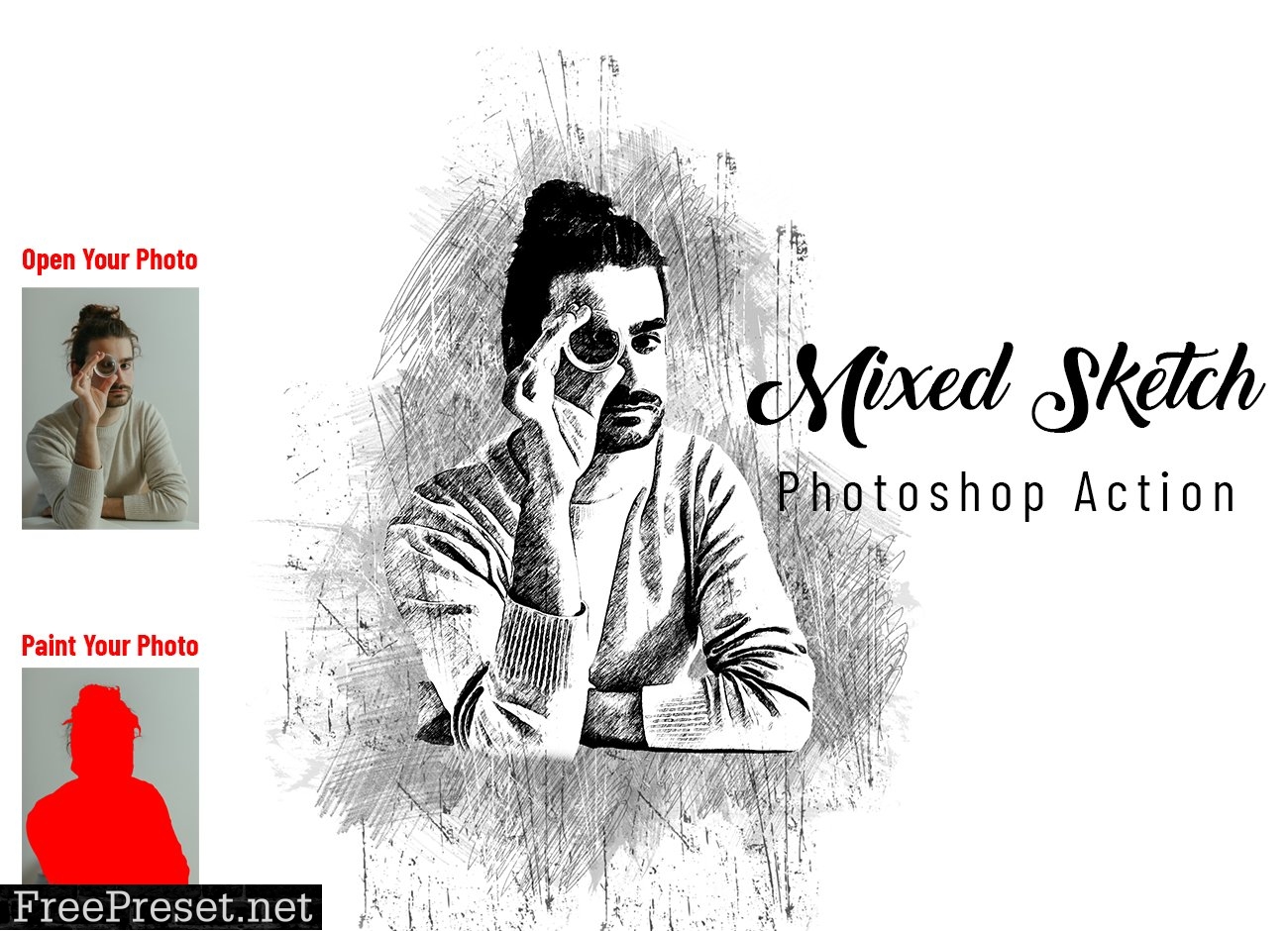 Mixed Sketch Photoshop Action 6922478
