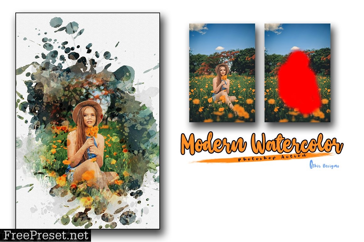 Modern Watercolor Photoshop Action 6793569