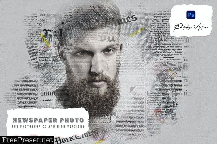 Newspaper Effect Photoshop Action Q8Z68GG