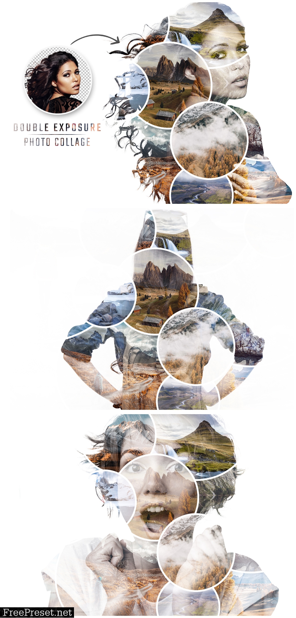Photo Collage Double Exposure Frame Effect Mockup 510047346