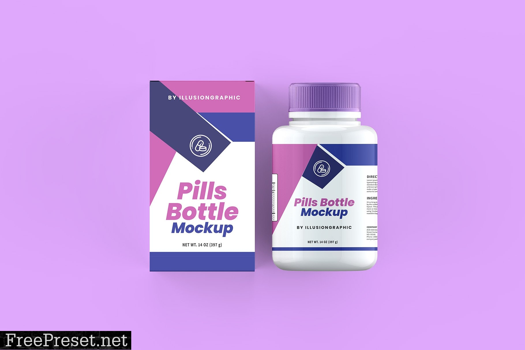 Pills Bottle with Box Mockup 8 views 7323572