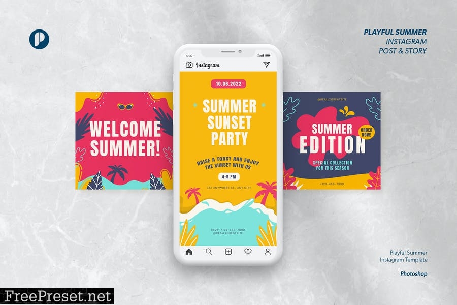 Playful Summer Instagram Promotion Template RRDV75W