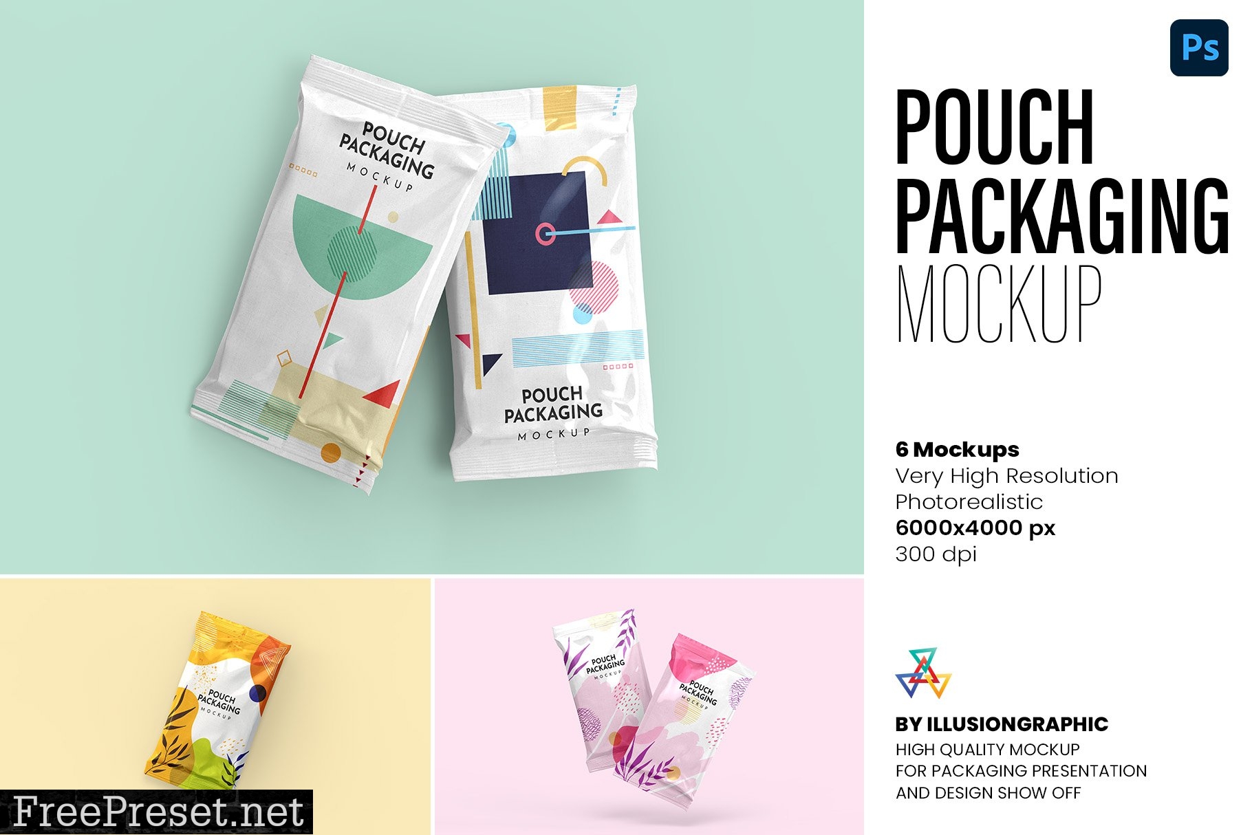 Pouch Packaging Mockup - 8 views 7309809