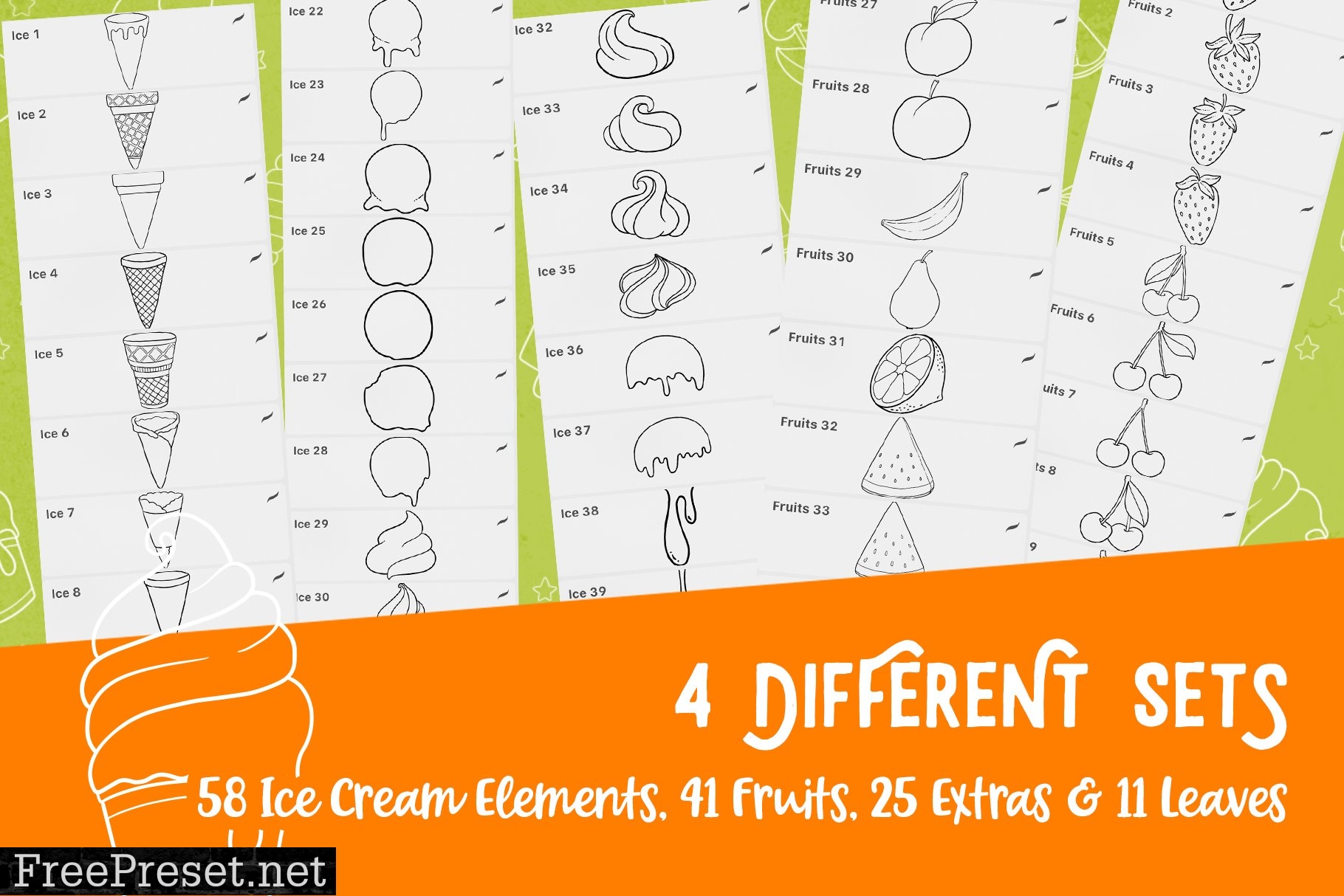 Procreate Icecream & Fruits Stamps 5141932