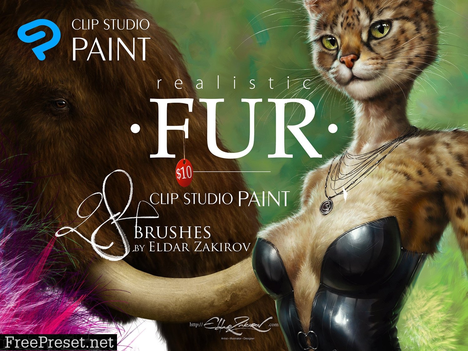 Realistic Fur Brush Set Clip Studio Paint and Photoshop