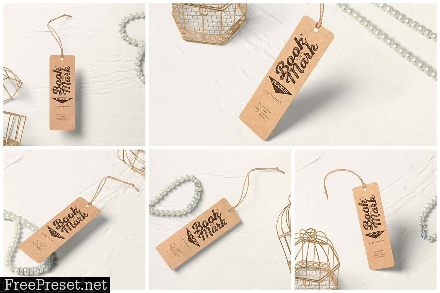 Rounded Kraft Paper Bookmark Mockups 7265431