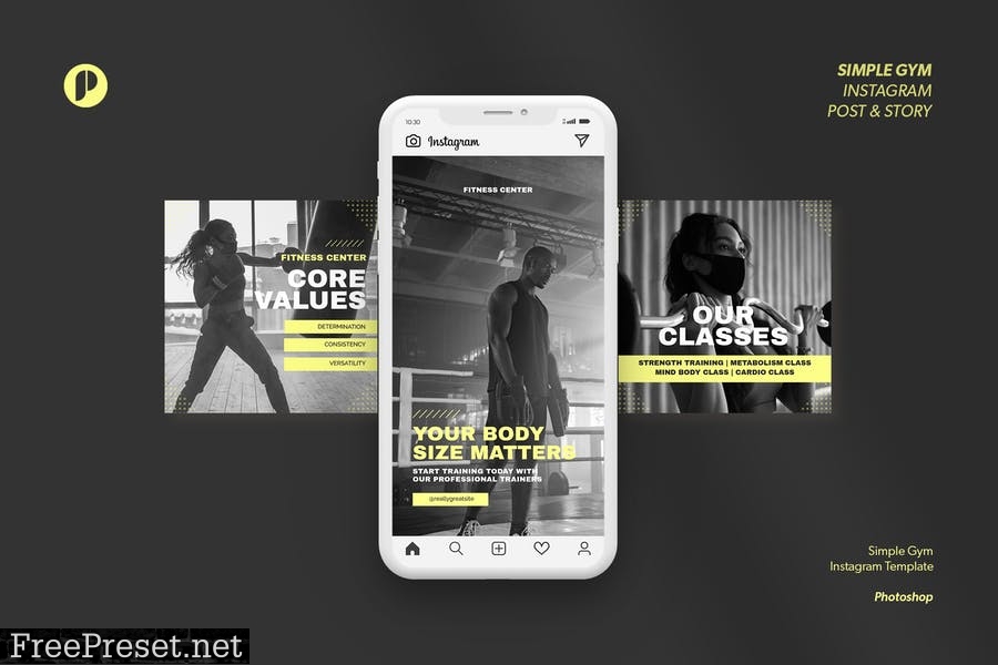 Simple Modern Gym and Fitness Instagram Template 6ELMK4U