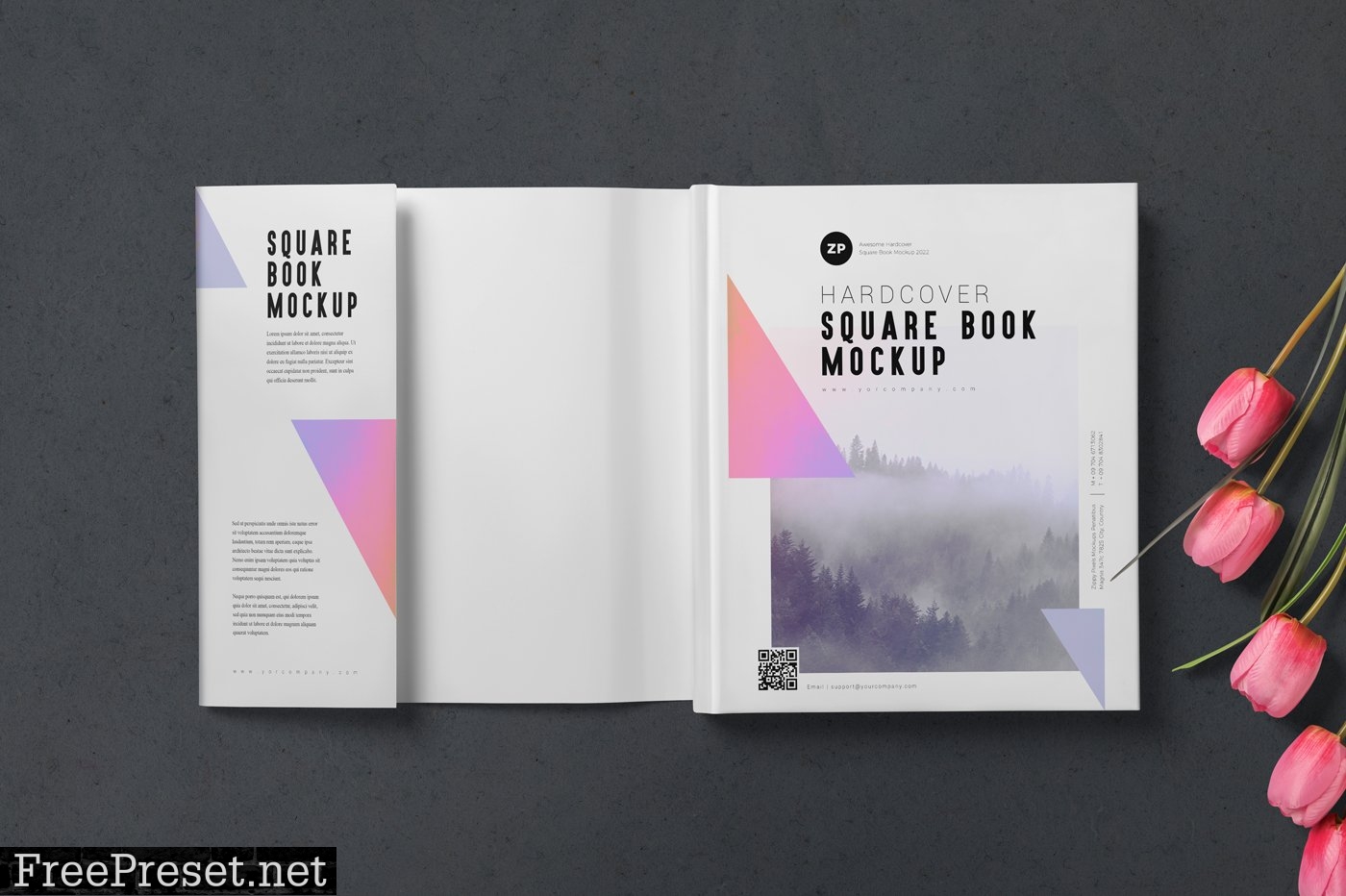 Square Book with Dust Cover Mockups 7265295