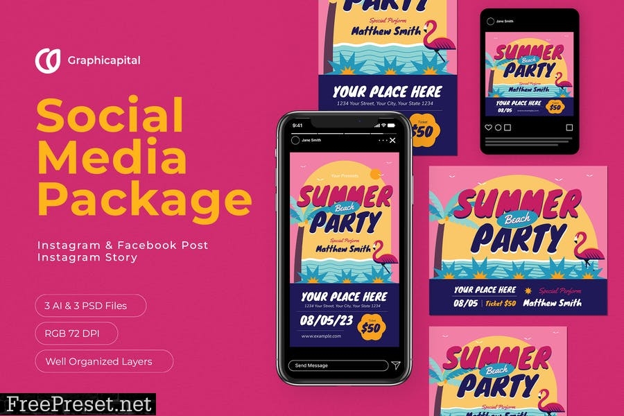 Summer Beach Party Social Media Package QD2MZFW