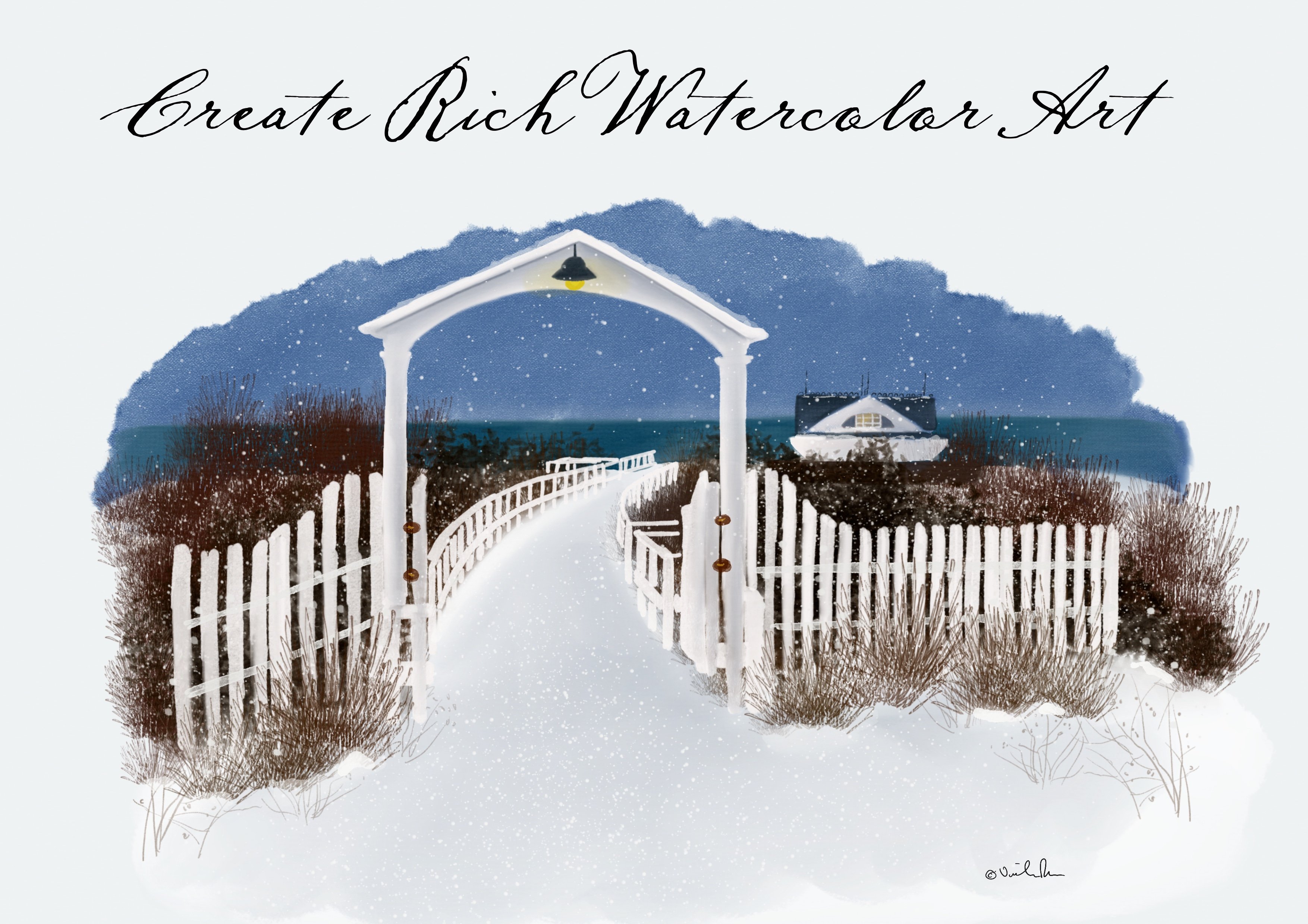 Winter by the Sea - Watercolor 6612217