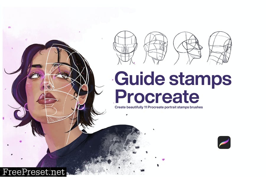 10 Portrait Guide Stamps Procreate 9NLVM7X