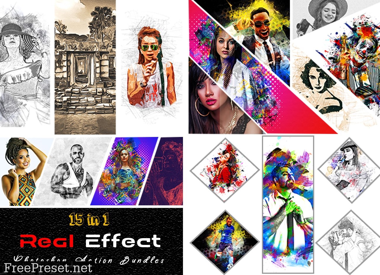 15 in 1 Real Effect Photoshop Action 7408924