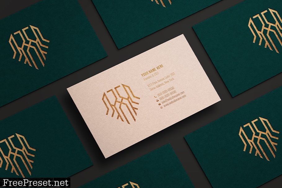 20 Gold Foil Business Card Mockup 7096458