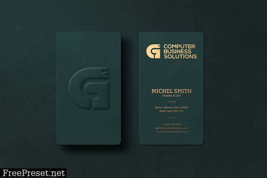 20 Gold Foil Business Card Mockup 7096458