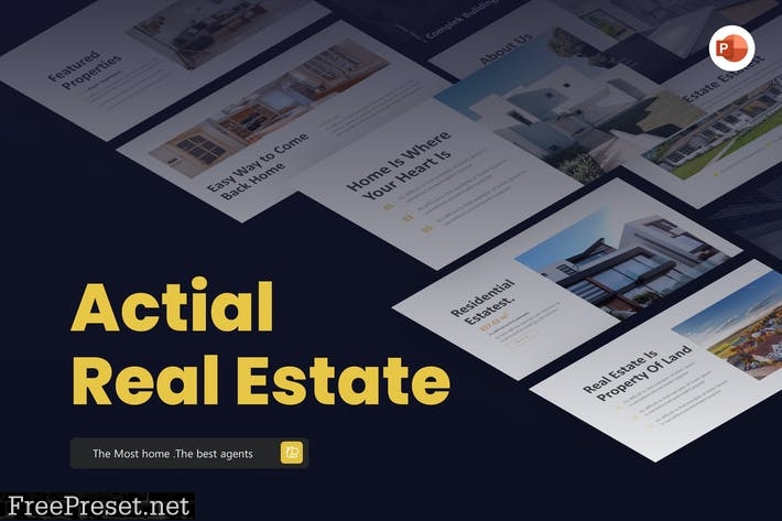 Actial Navy Professional Real Estate PowerPoint G3T9LUK