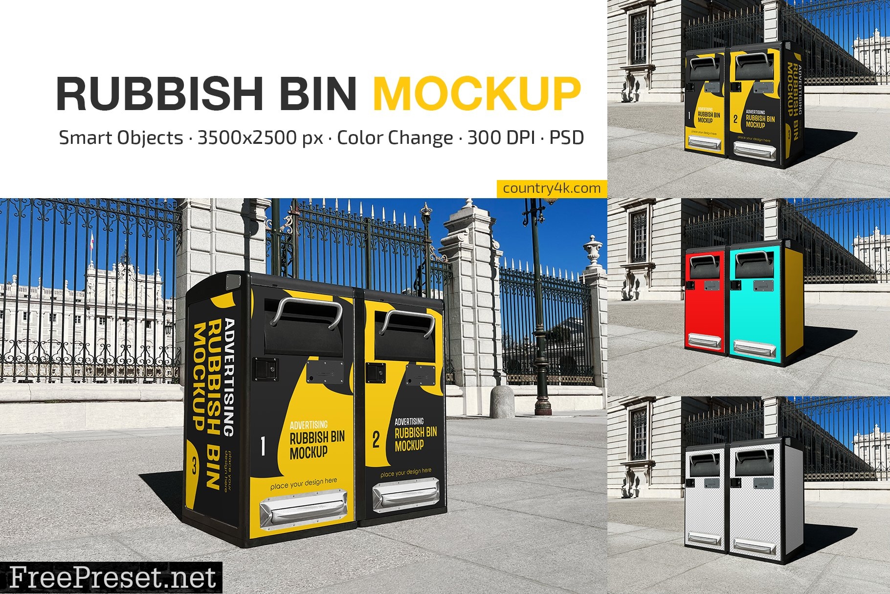 Advertising Rubbish Bin Mockup Set 7221190