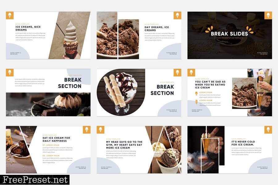 Aices - Ice Cream & Food Powerpoint Template A7MLUKX