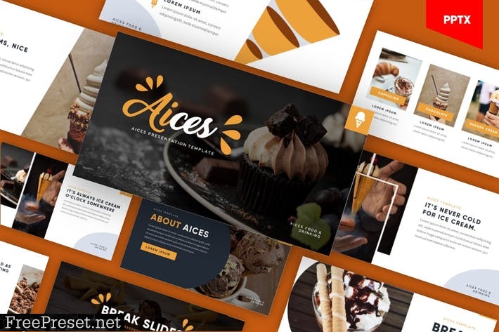 Aices - Ice Cream & Food Powerpoint Template A7MLUKX